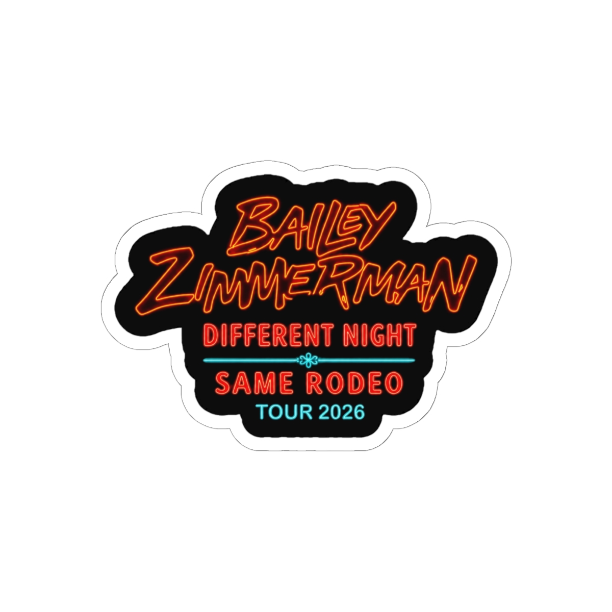 Retro Bailey Zimmerman Different Night Same Rodeo Tour 2026 Sticker